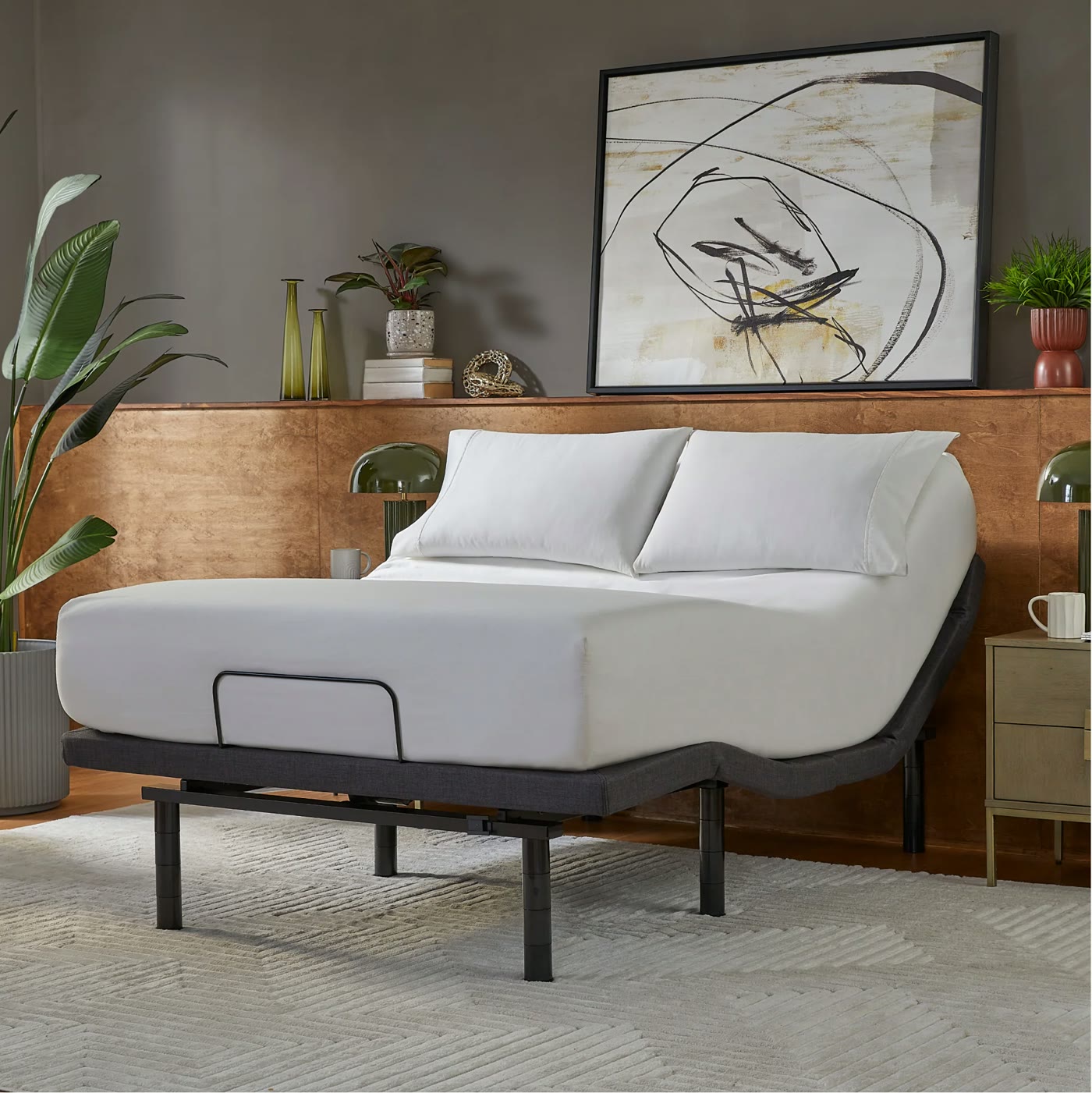 Serta Motion Platinum adjustable base raised in a bedroom